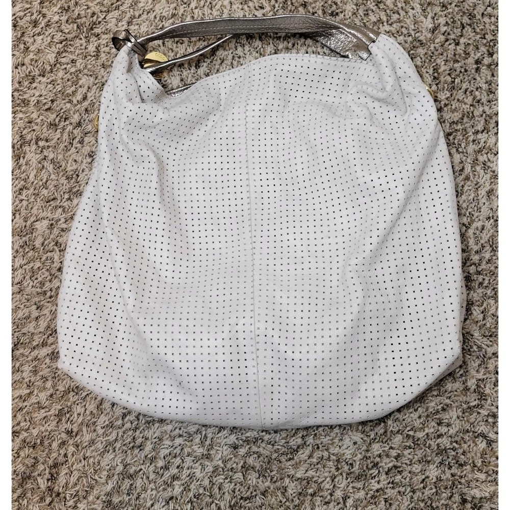 Laura Di Maggio Women's Leather Satchel Hobo Style Handbag Off White XL - Picture 3 of 14